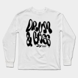 DRUM AND BASS  - Liquid Y2K Font (Black) Long Sleeve T-Shirt